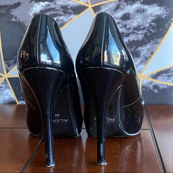 Leather Ballerina Toe Heels - Picture 3 of 8